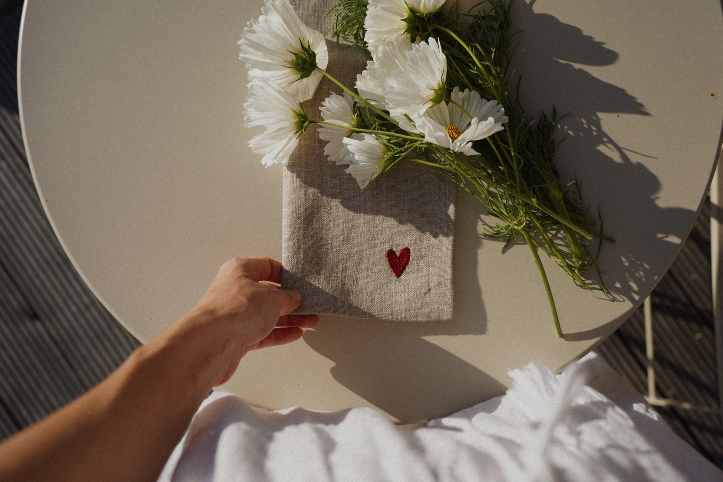 Leinenserviette petit coeur
